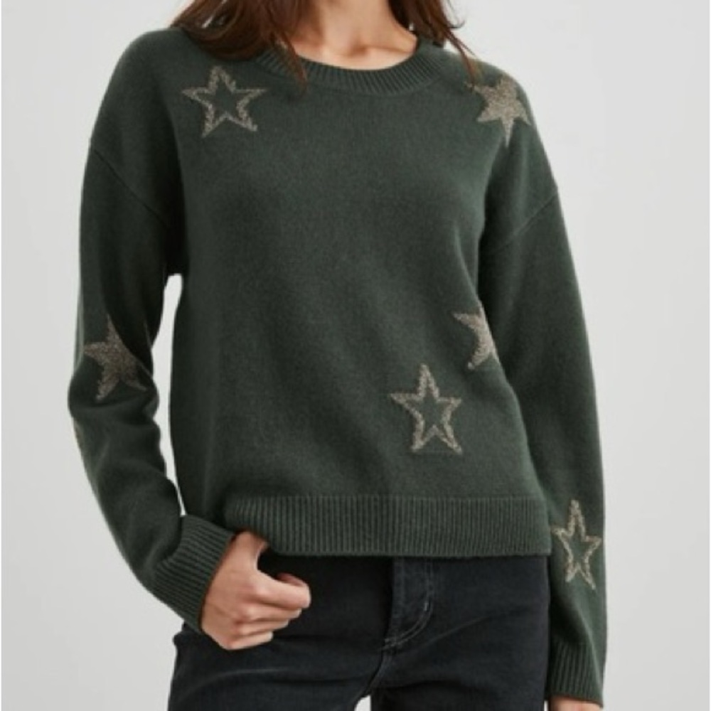 Rails Perci Star Sweater Green & Gold - Size XS